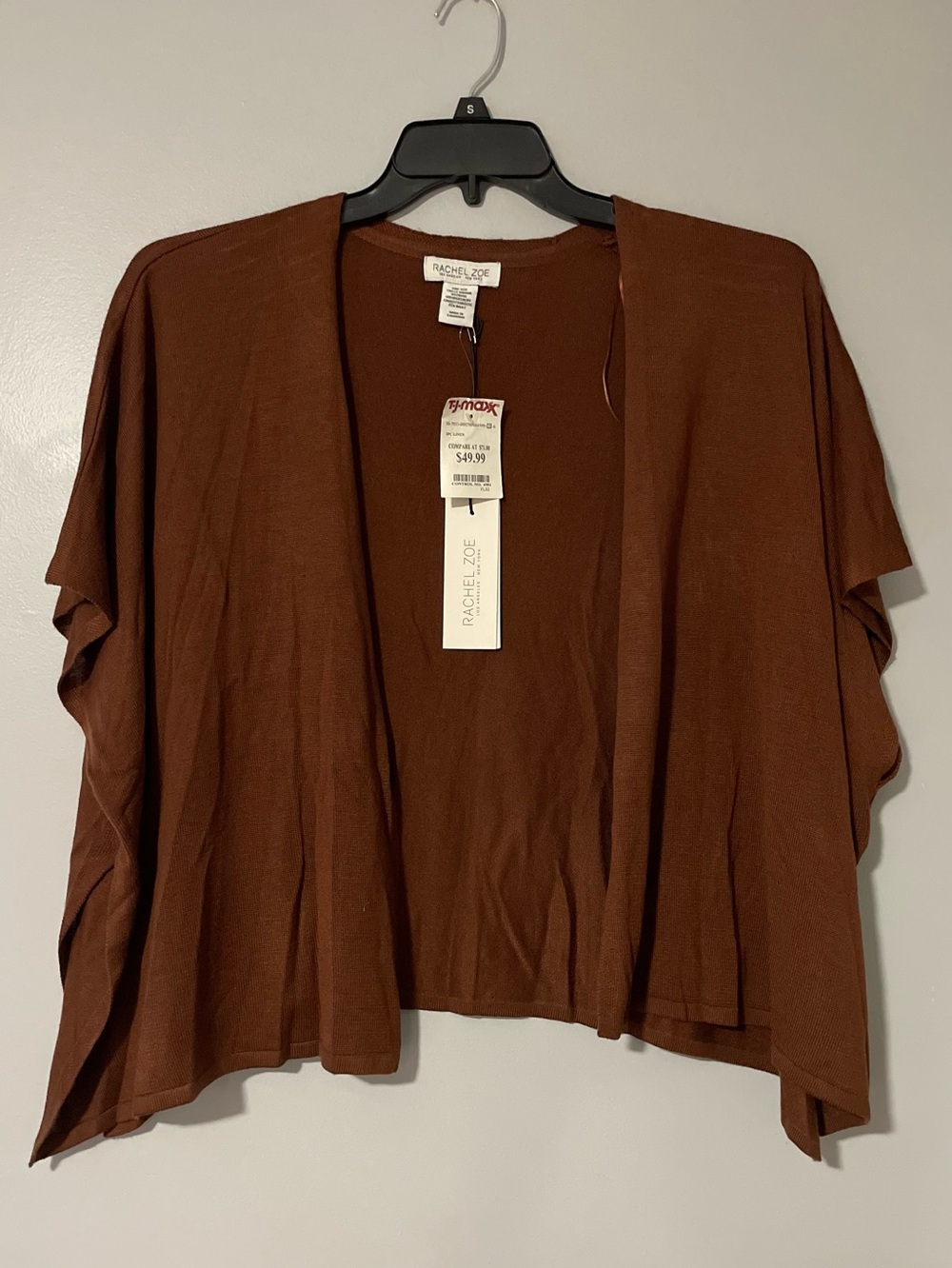 🍂Rachel Zoe Rust Open Front Draped Cardigan